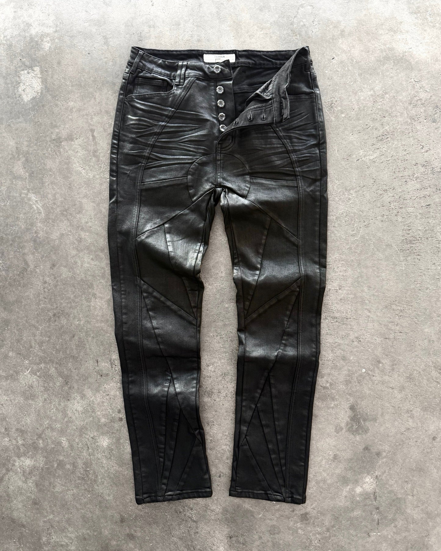 SKINNY STAINED GLASS WAXED DENIM