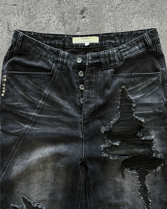 REPTILIAN DENIM SHORTS